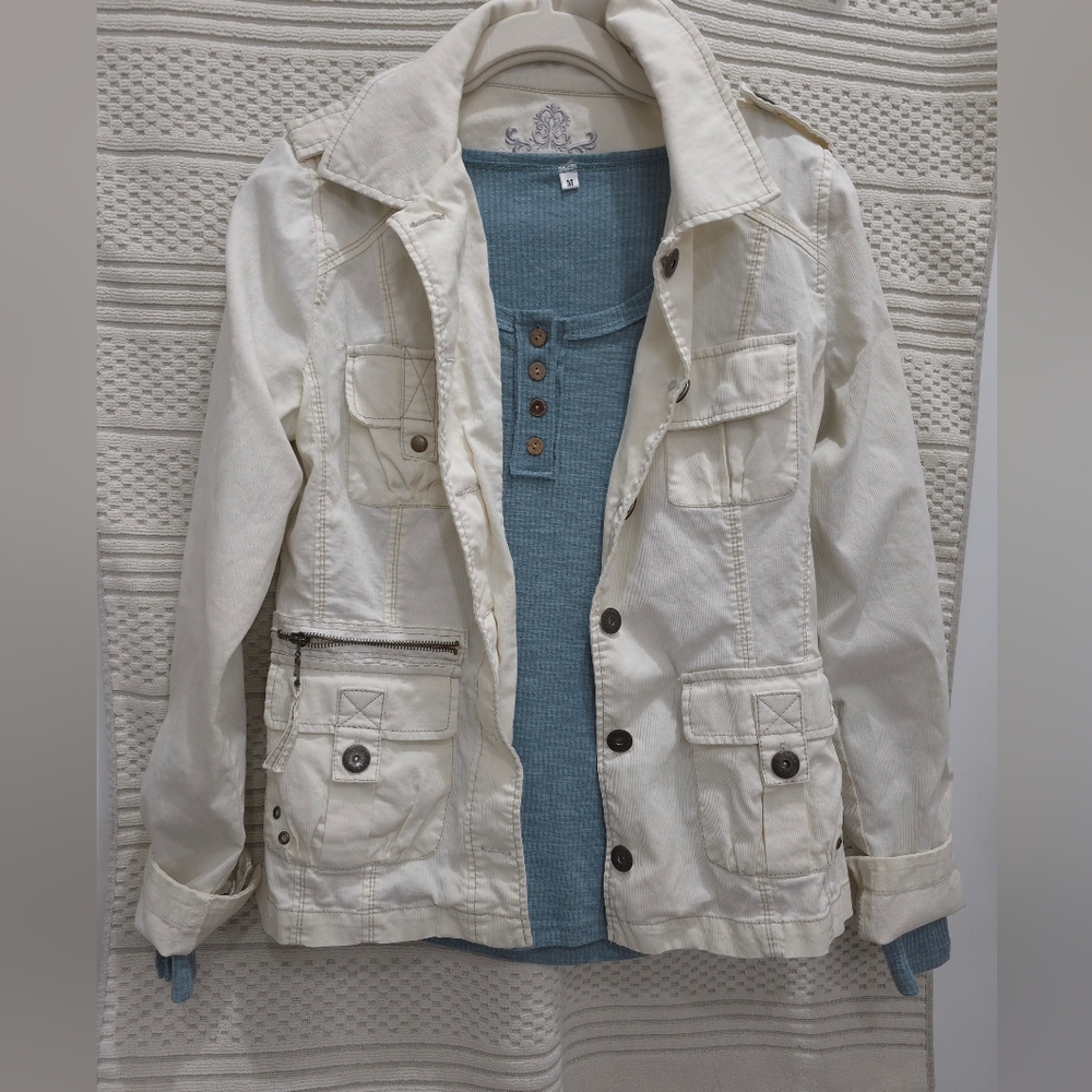 MAURICES CREAM UTILITY JACKET Women's  MEDIUM EUC